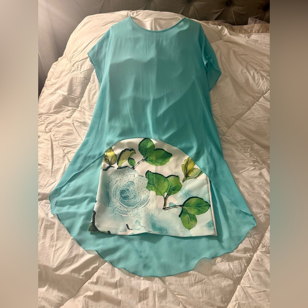 Vintage Silver Moon Two Peace Turquoise Mini Dress Sz M